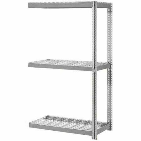GLOBAL INDUSTRIAL 3 Shelf, Extra HD Boltless Shelving, Add On, 60inW x 24inD x 84inH, Wire Deck B2297147